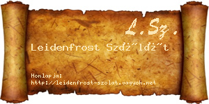 Leidenfrost Szólát névjegykártya